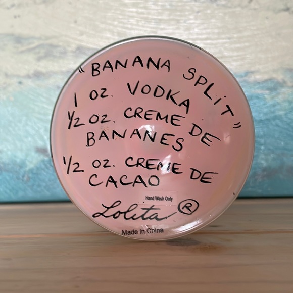 LOLITA Glassware hand painted Banana Split Martini glass, 10 oz, NWT - Picture 3 of 4